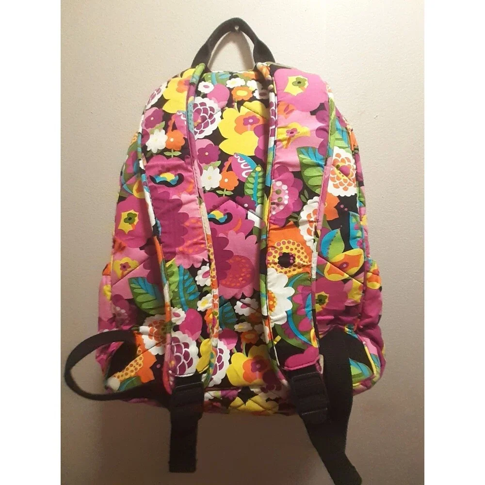Vera Bradley Quilted Floral Backpack Multicolor Zip Adjustable Straps Top Handle